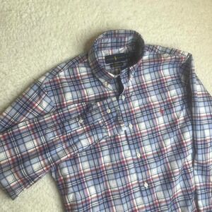 Ralph Lauren men's blue plaid slim cotton stretch button down shirt M